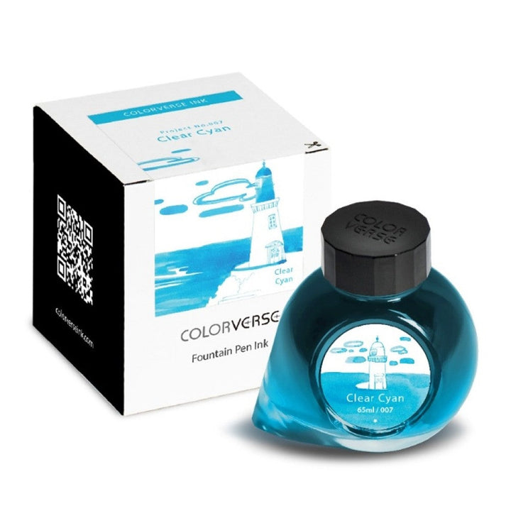 Colorverse | Project Series | Fountain Pen Ink | Clear Cyan | 65ml - Aarcaai