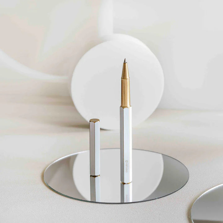 Ystudio | Rollerball Pen | Classic Revolve | Brass White