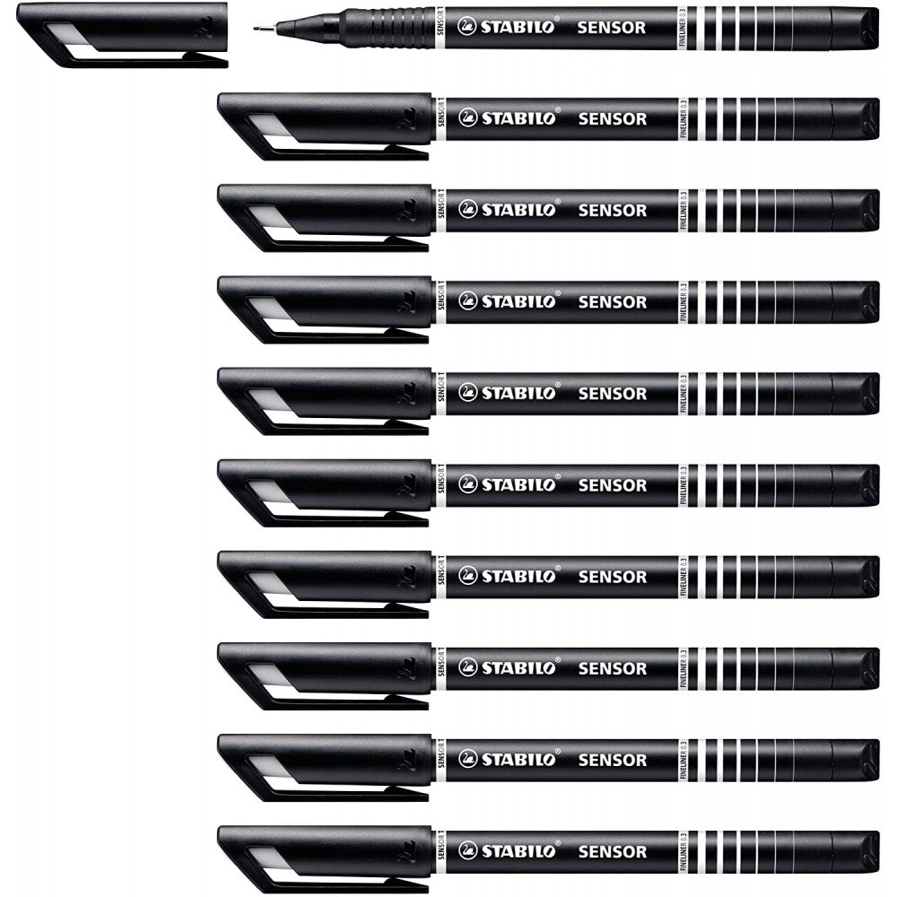 Stabilo | Sensor Pen | Medium Tip | Black | Pack Of 10 - penpencilink