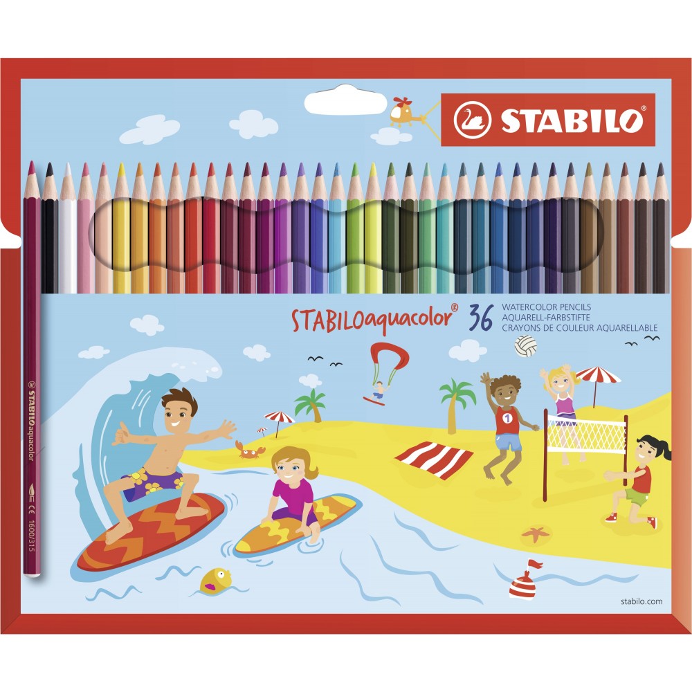 Stabilo | Aquacolor Colouring Pencils |  Wallet Of 36 Assorted Colours - penpencilink