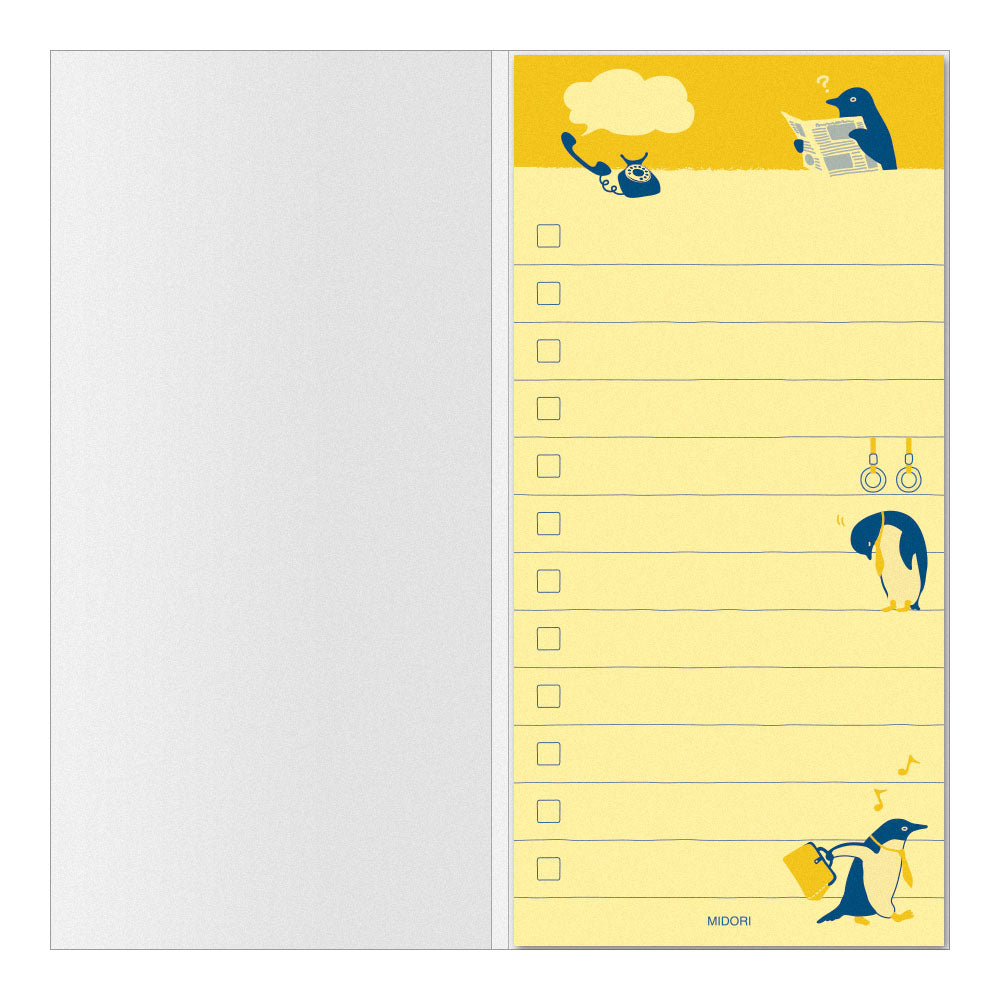 Midori Sticky Memo To Do List L - Penguin