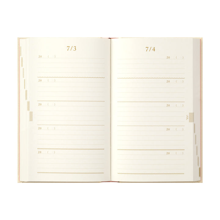 Midori 5-Year Diary Embroidery Flower Beige