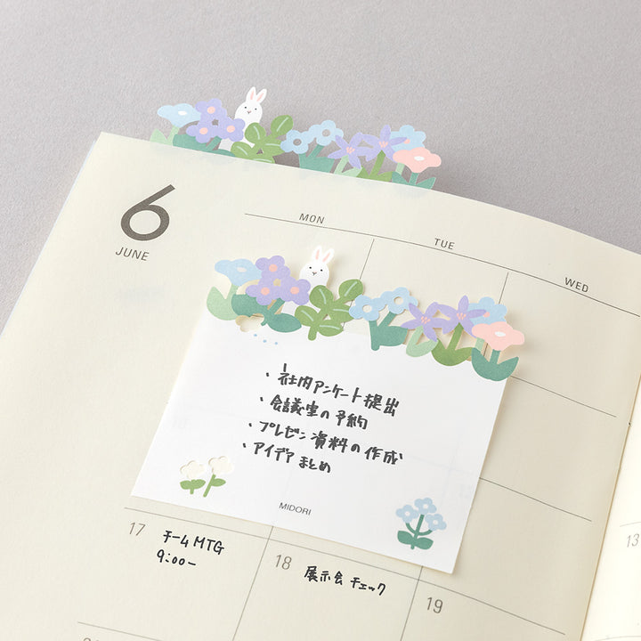 Midori Sticky Notes Die-Cutting Flower Garden