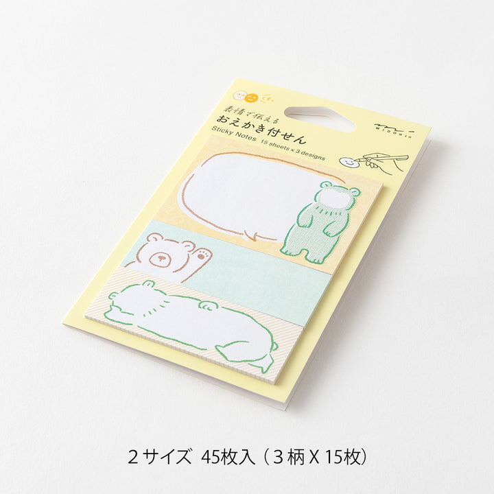 Midori Sticky Notes Drawing - Bear