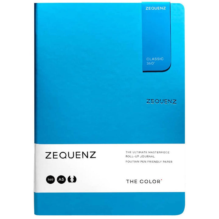 Zequenz A5 Size Ocean Blue Slim Notebook Squared Acid Free Paper 200 Pages 80GSM 360 Degree Flexibility 100% Handmade Fountain Pen Friendly Color Series Bookmark Included