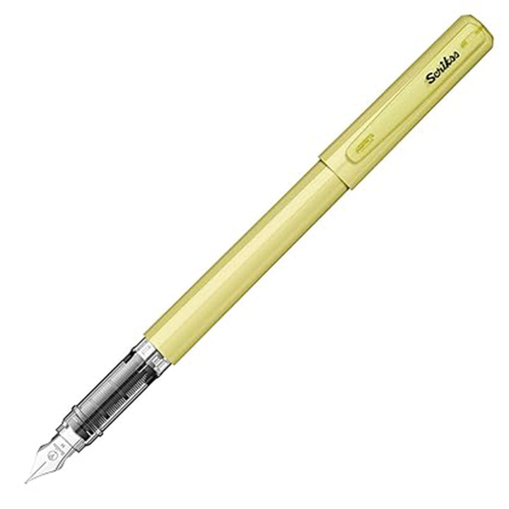 Scrikss Primeo Medium Nib Fountain Pen | 3 Cartridges Included | Stainless Steel Nib &amp; ABS Body | Kiwi Green | in Blister Pack