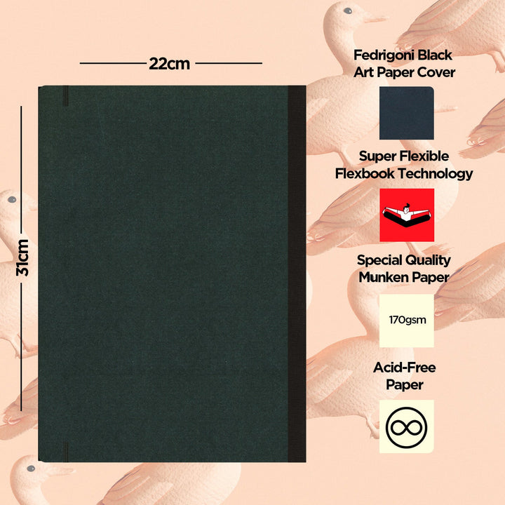 Flexbook | Blank | Large A4 Size Sketchbook | Black | Flex Global Sketchbook