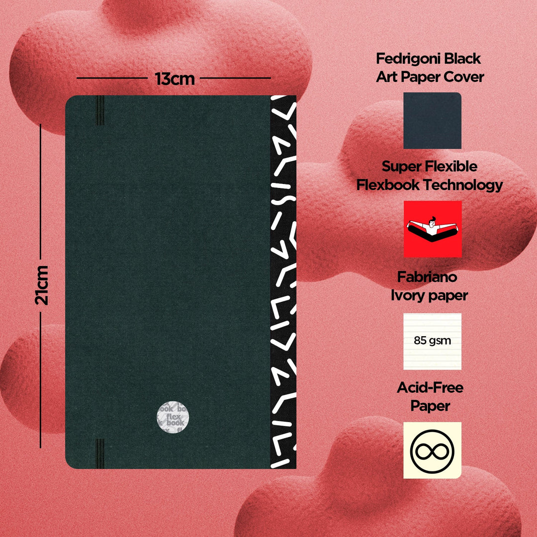 Flexbook | Ruled | Medium A5 Size Notebook | Black | Visions &
