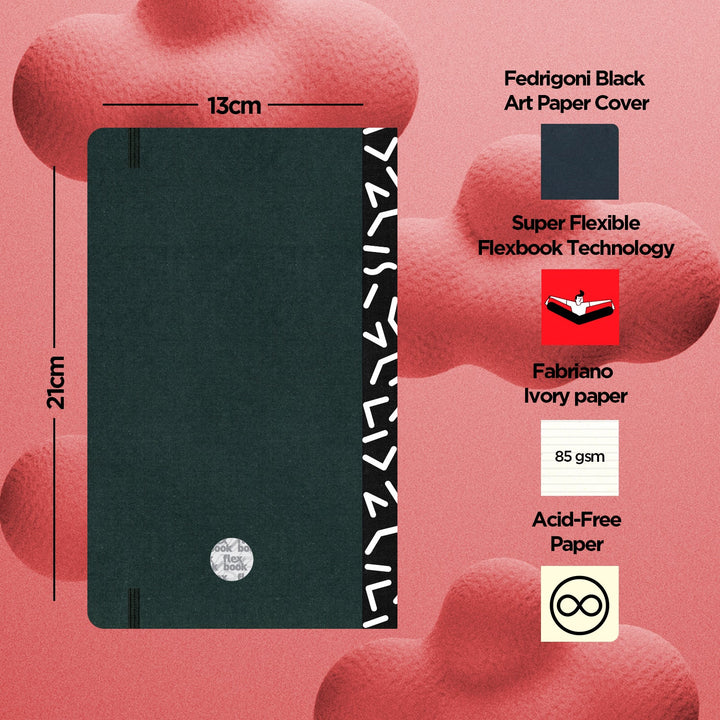 Flexbook | Ruled | Medium A5 Size Notebook | Black | Visions &
