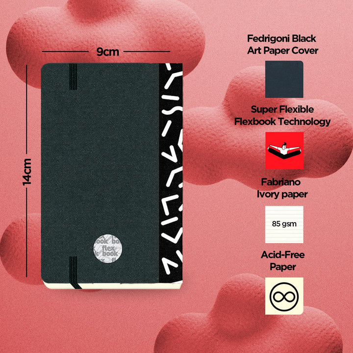 Flexbook | Ruled | Pocket A6 Size Notebook | Black | Visions &