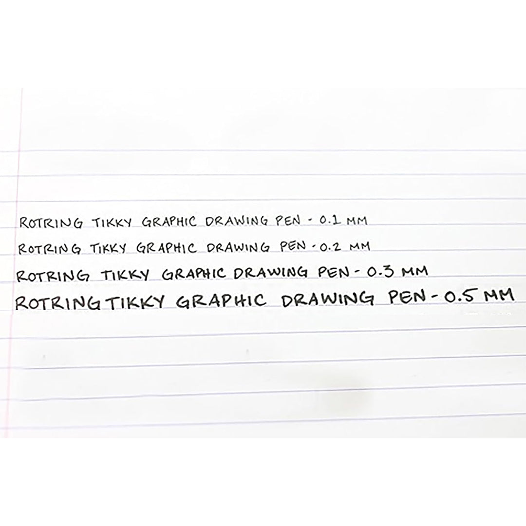Rotring 0.1mm, 0.2mm, 0.3mm, 0.5mm Line Thickness Tikky Graphic Fineliner with Black Pigmented Lightfast And Water Resistant Ink For Long Life Drawings, Sketching, Non-Refillable, 5 Pen Set