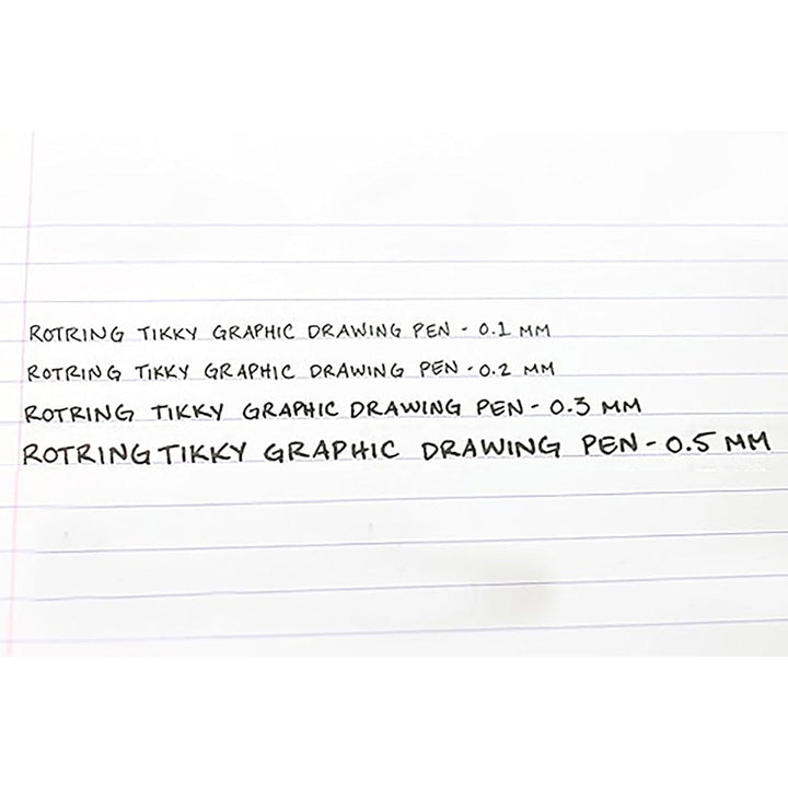 Rotring 0.1mm, 0.2mm, 0.3mm, 0.5mm Line Thickness Tikky Graphic Fineliner with Black Pigmented Lightfast And Water Resistant Ink For Long Life Drawings, Sketching, Non-Refillable, 5 Pen Set