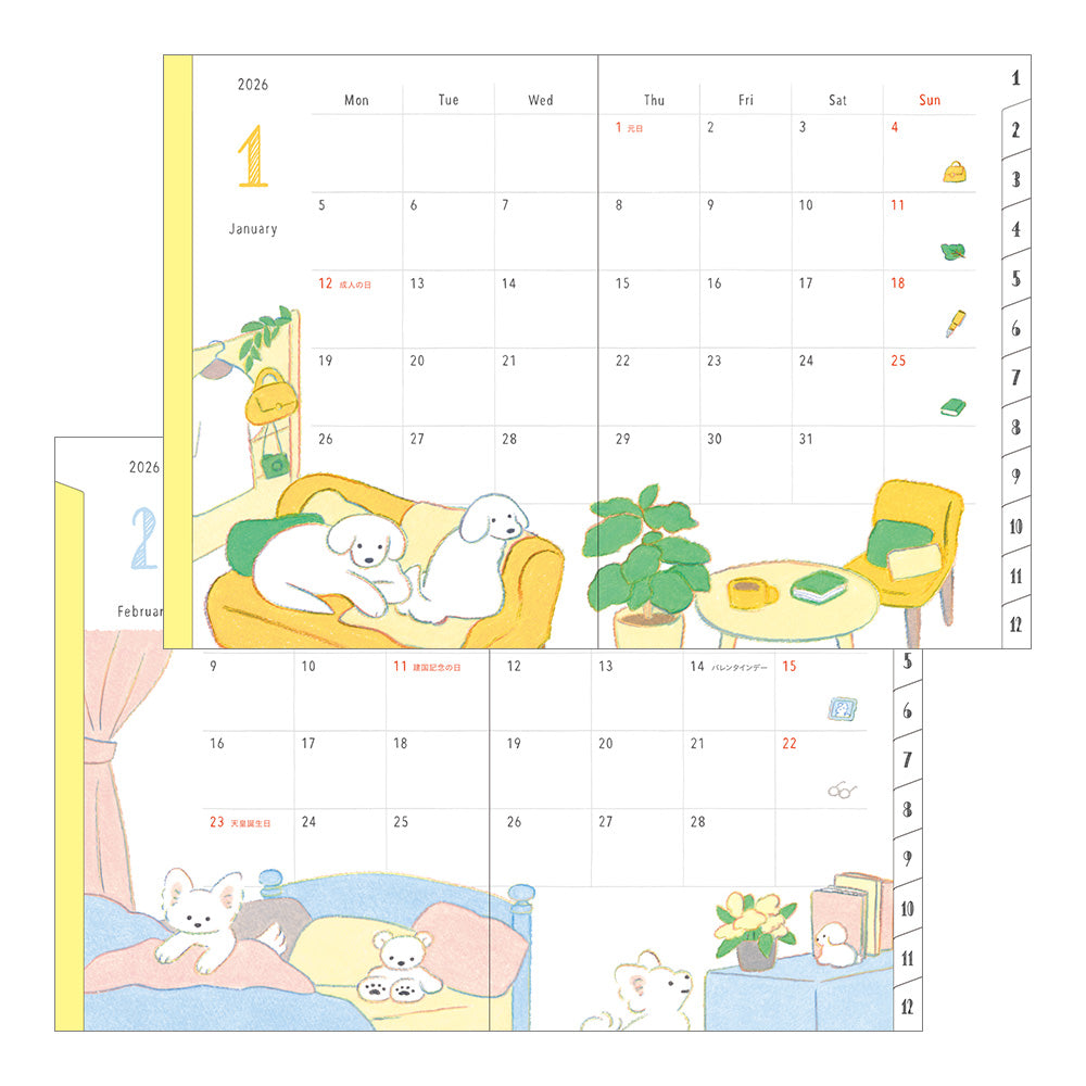 Midori Pocket Diary Dog 2026 - A6