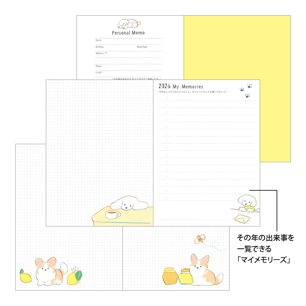 Midori Pocket Diary Dog 2026 - A6