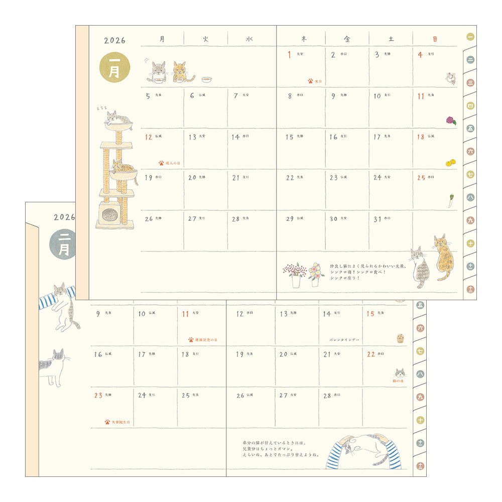 Midori Pocket Diary Cat 2026 - A6