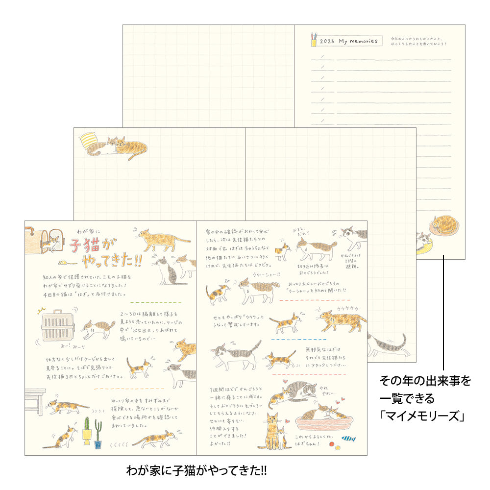 Midori Pocket Diary Cat 2026 - A6