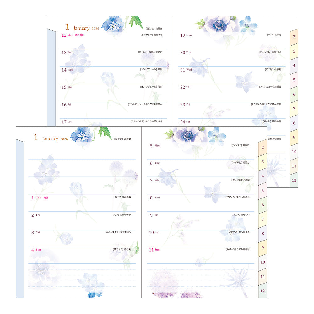 Midori Pocket Diary Country Time Flower 2026 - A6