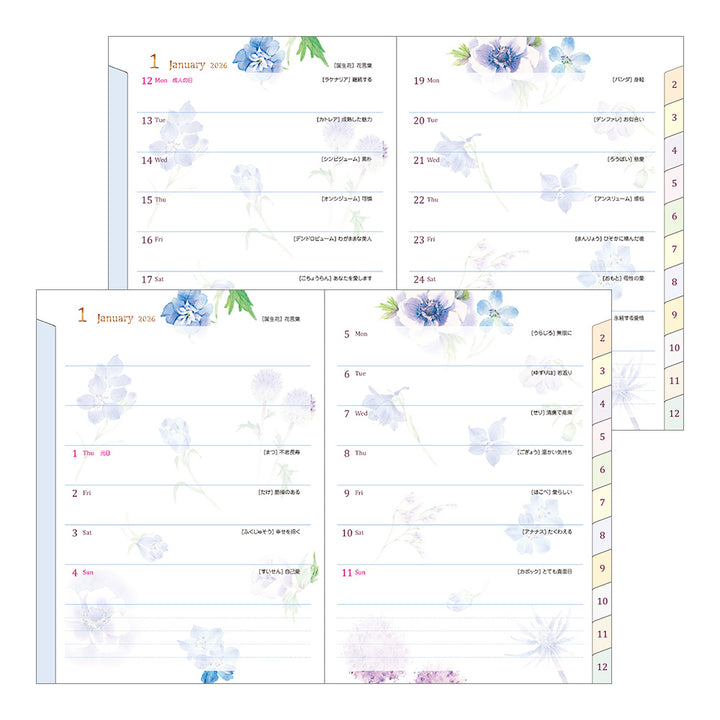 Midori Pocket Diary Country Time Flower 2026 - A6