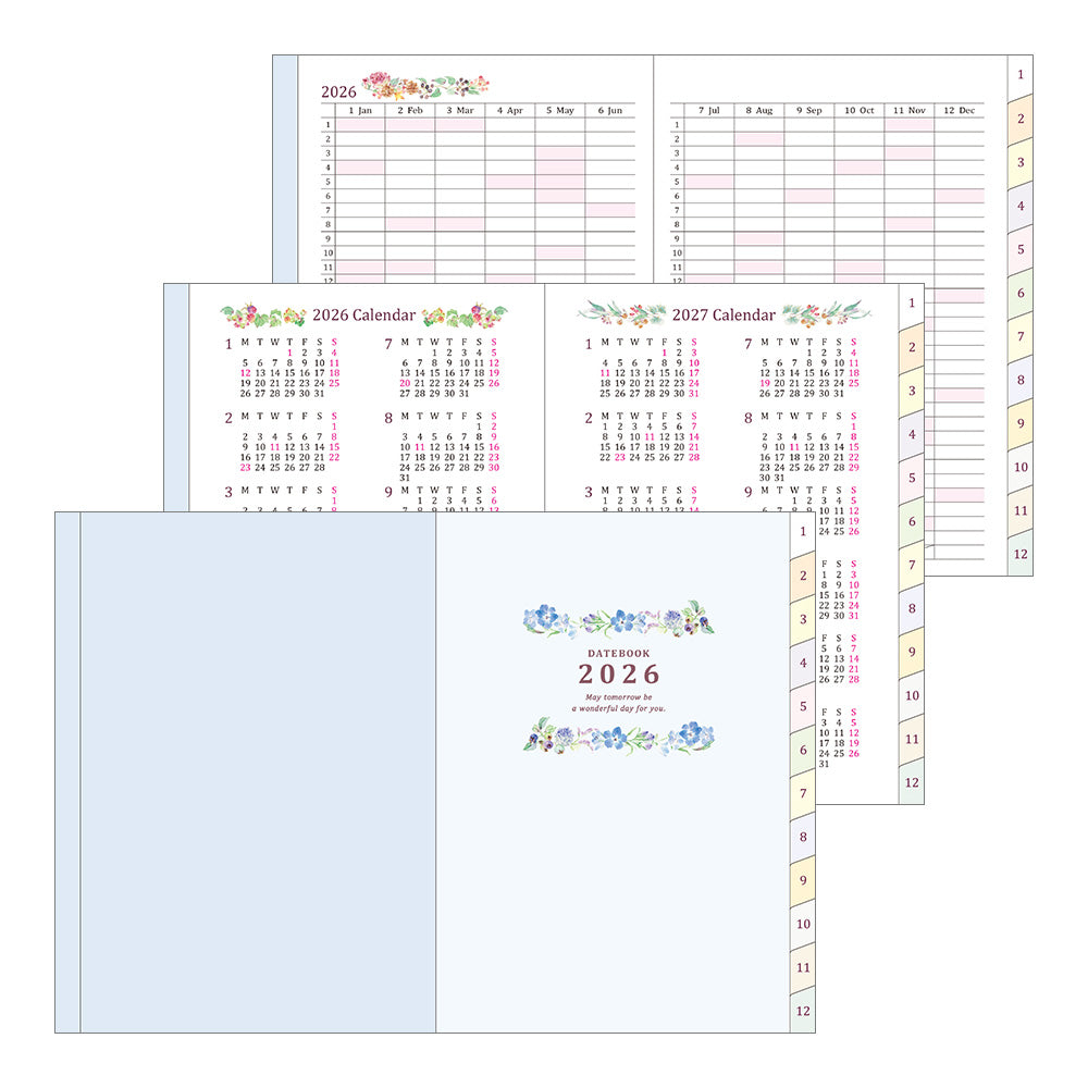 Midori Pocket Diary Country Time Flower 2026 - A6