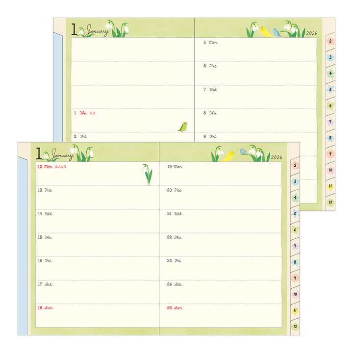 Midori Pocket Diary Bird 2026 - A6