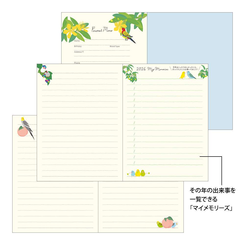 Midori Pocket Diary Bird 2026 - A6