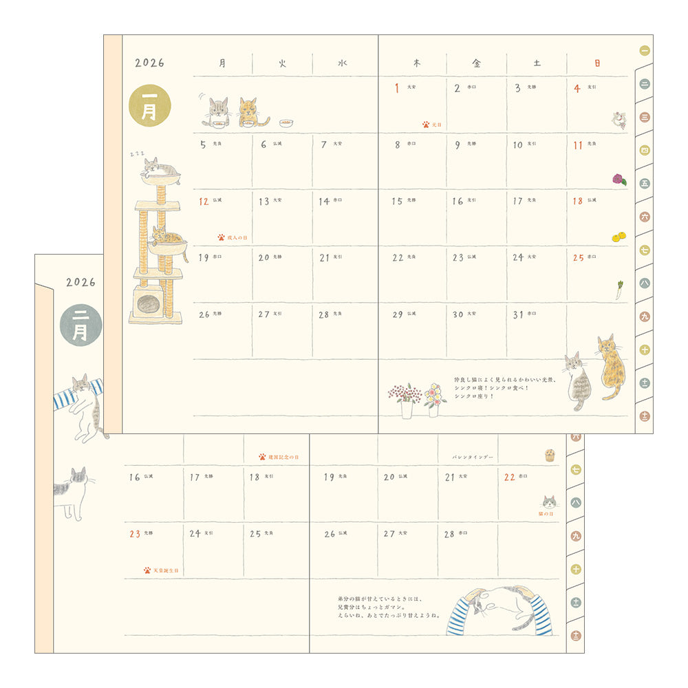 Midori Pocket Diary Cat 2026 - B6