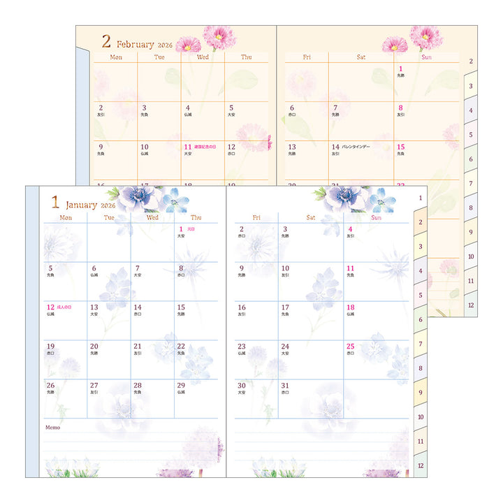 Midori Pocket Diary Country Time Flower 2026 - B6