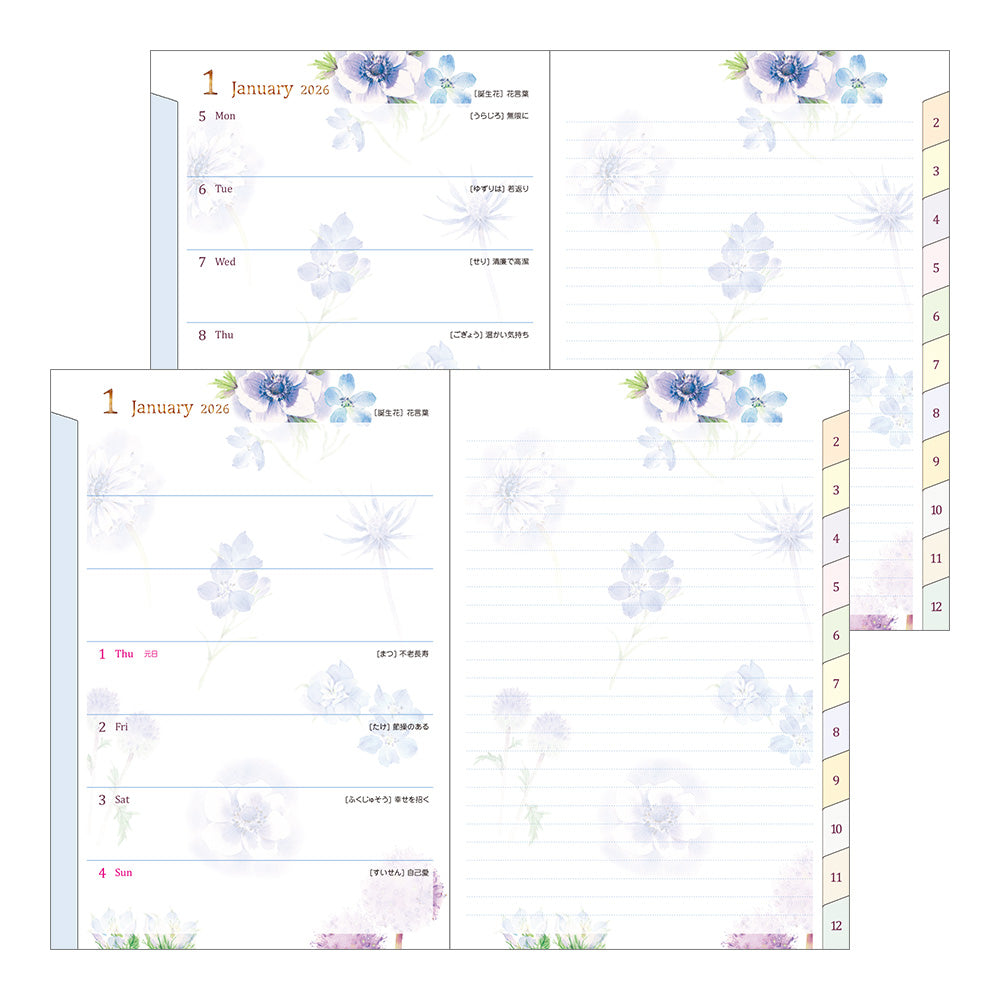 Midori Pocket Diary Country Time Flower 2026 - B6