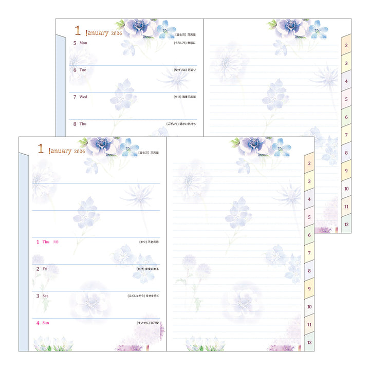 Midori Pocket Diary Country Time Flower 2026 - B6