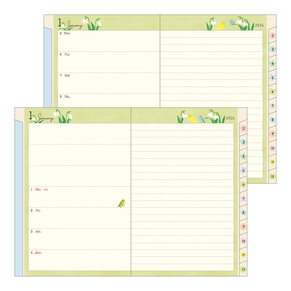 Midori Pocket Diary Bird 2026 - B6