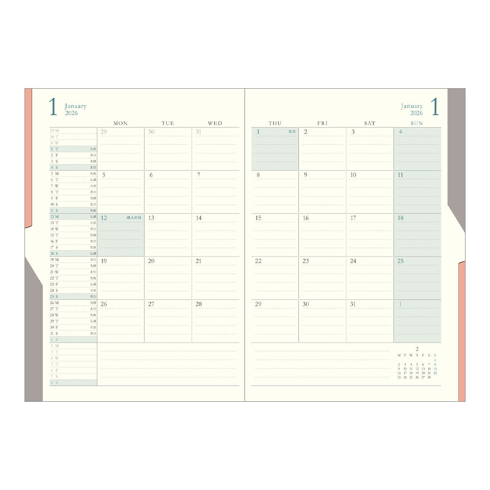 Midori Double Schedule Diary 2026 - B6