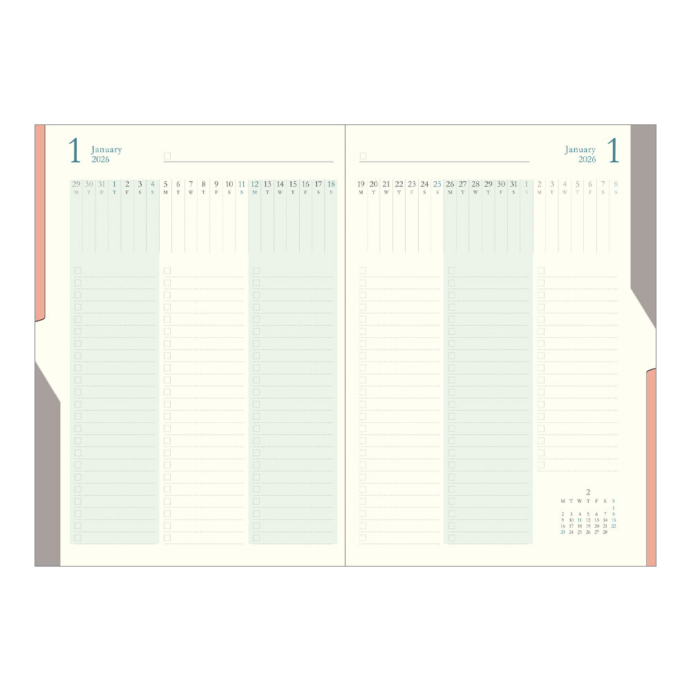 Midori Double Schedule To Do Diary 2026 - B6