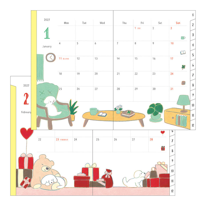 Midori Pocket Diary Dog 2027 - B6