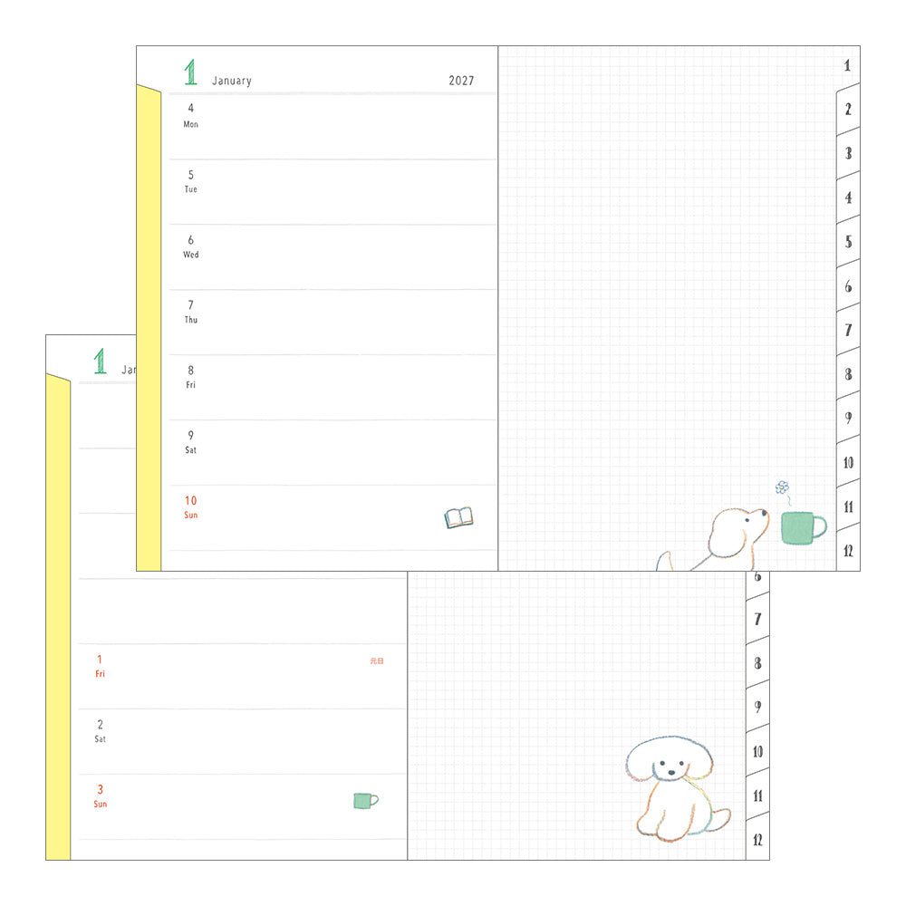 Midori Pocket Diary Dog 2027 - B6