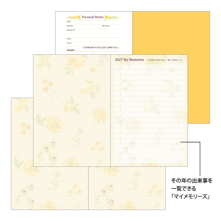 Midori Pocket Diary Country Time Flower 2027 - B6