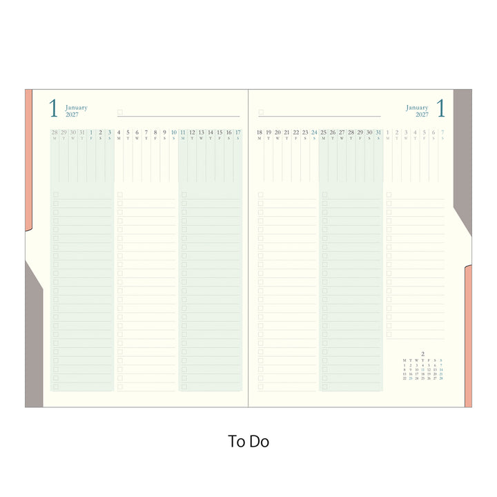 Midori Double Schedule To Do Diary 2027 - B6