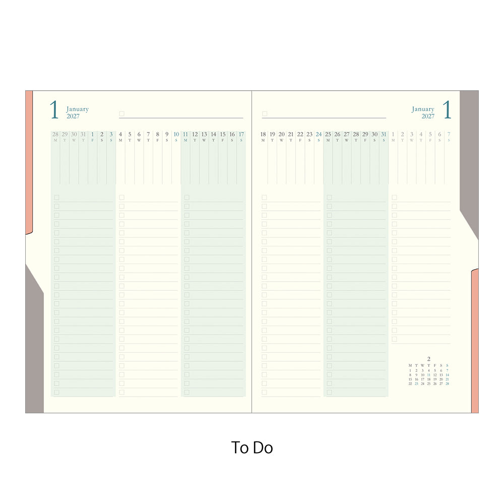 Midori Double Schedule To Do Diary 2027 - B6