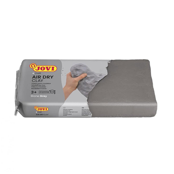 Jovi European Air-Dry Modeling Stone Grey Clay 2 Packets - Each Pack of 250 Grams for Sculpting Pottery Art &amp; Craft Handicraft Educational Purpose Fine Motor Skills