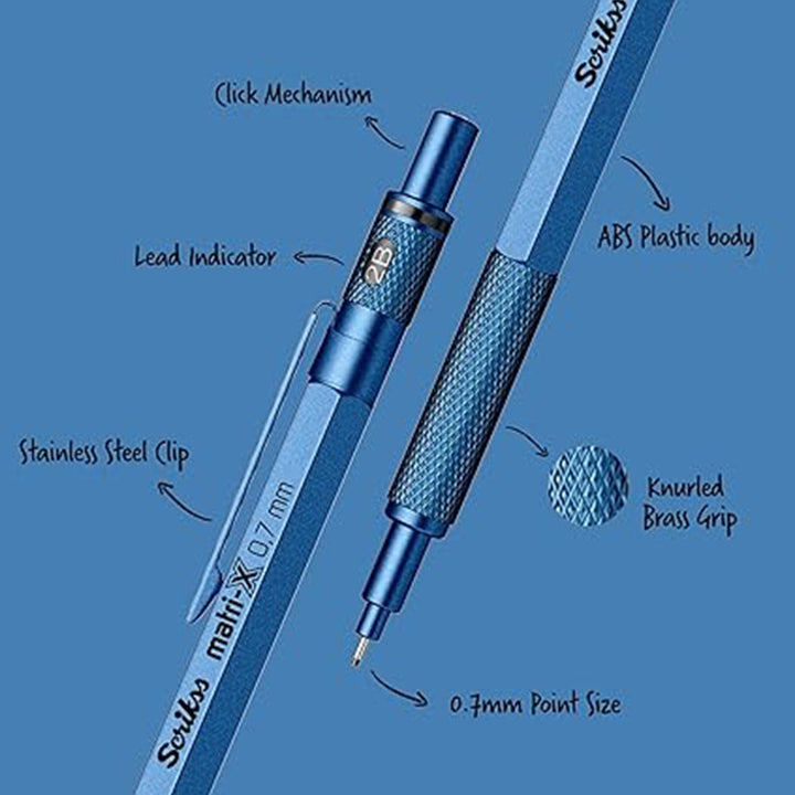 Scrikss | Matri-X | Mechanical Pencil | Metallic Blue-0.7mm