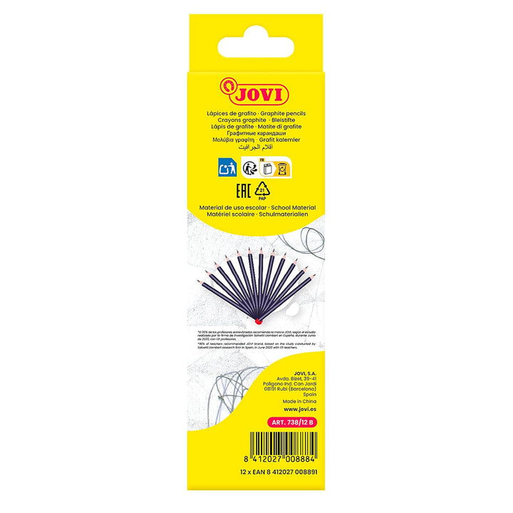 Jovi 738/12 B Graphite Pencil Case, Pack of 12, Single