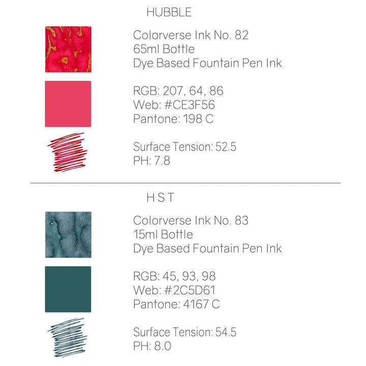 Colorverse Ink | Season 7 | Eye On The Universe - Hubble (65ml) and HST (15ml) | 2 Bottle Set | Dye-Based Nontoxic