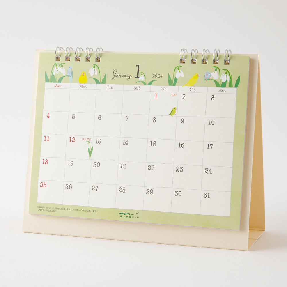 Midori Calendar Ring Birds 2026 - M