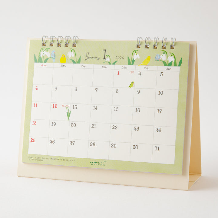 Midori Calendar Ring Birds 2026 - M