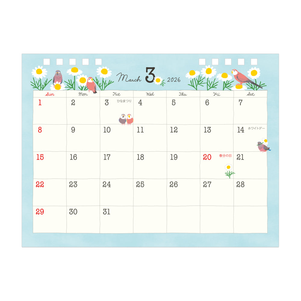 Midori Calendar Ring Birds 2026 - M