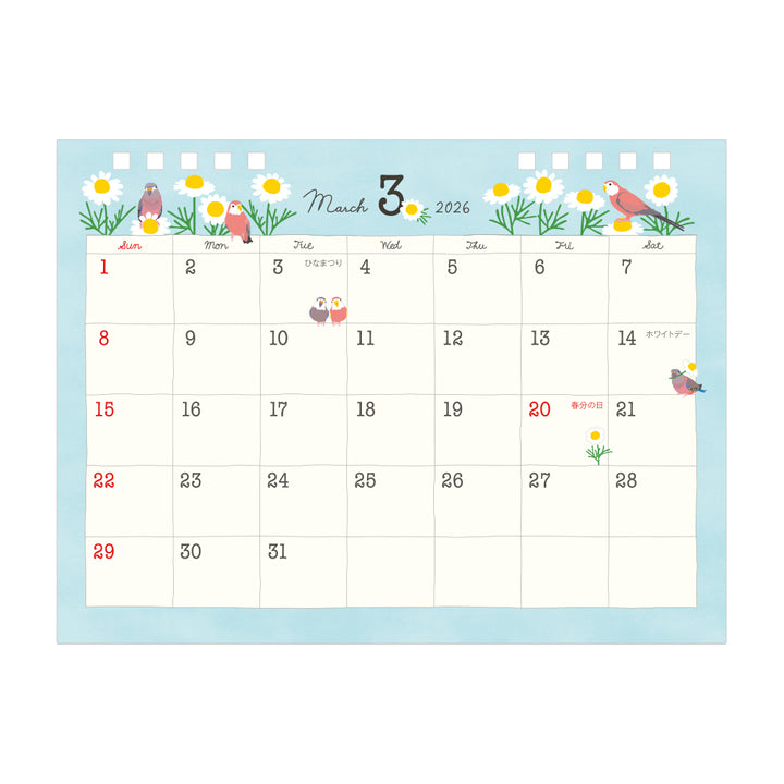 Midori Calendar Ring Birds 2026 - M