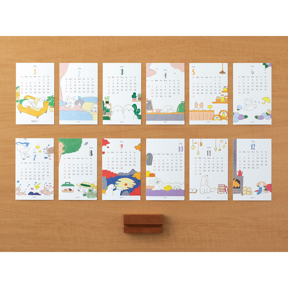 Midori Stand Calendar Dog 2026