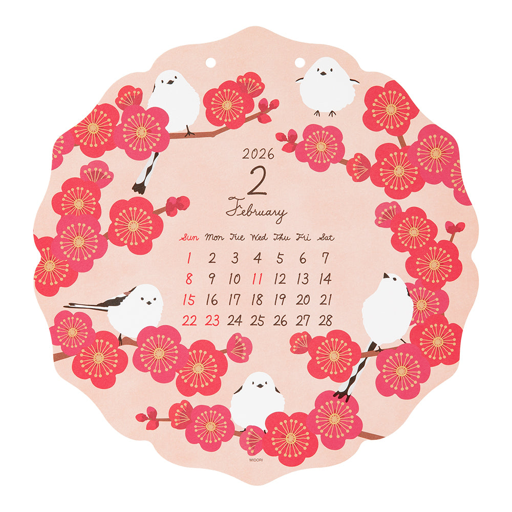 Midori Calendar Wall-Hanging Die Cut Birds 2026