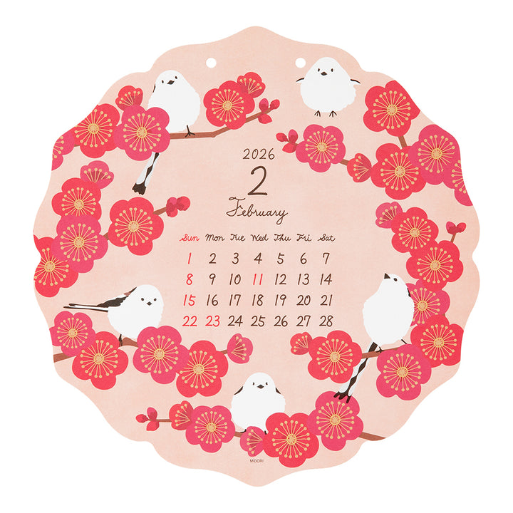 Midori Calendar Wall-Hanging Die Cut Birds 2026
