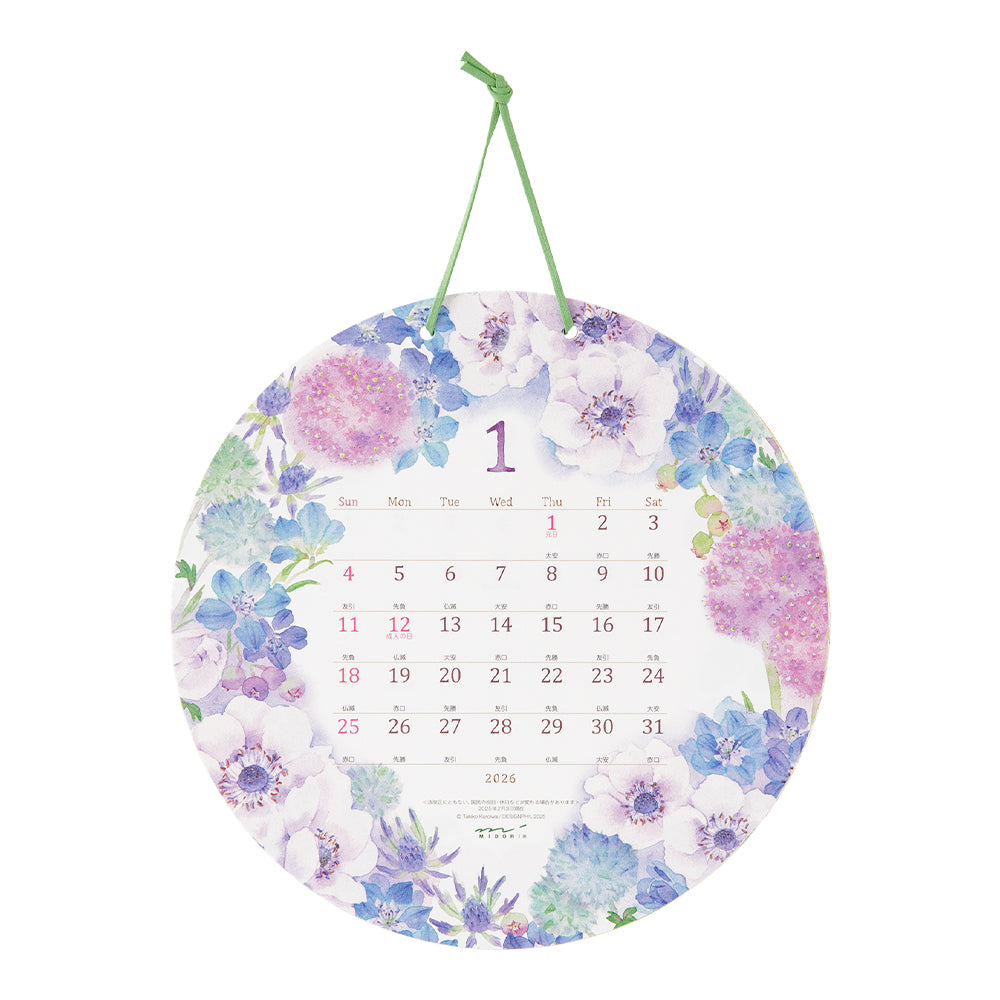 Midori Calendar Wall-Hanging Die Cut Round Country Time Wreath 2026