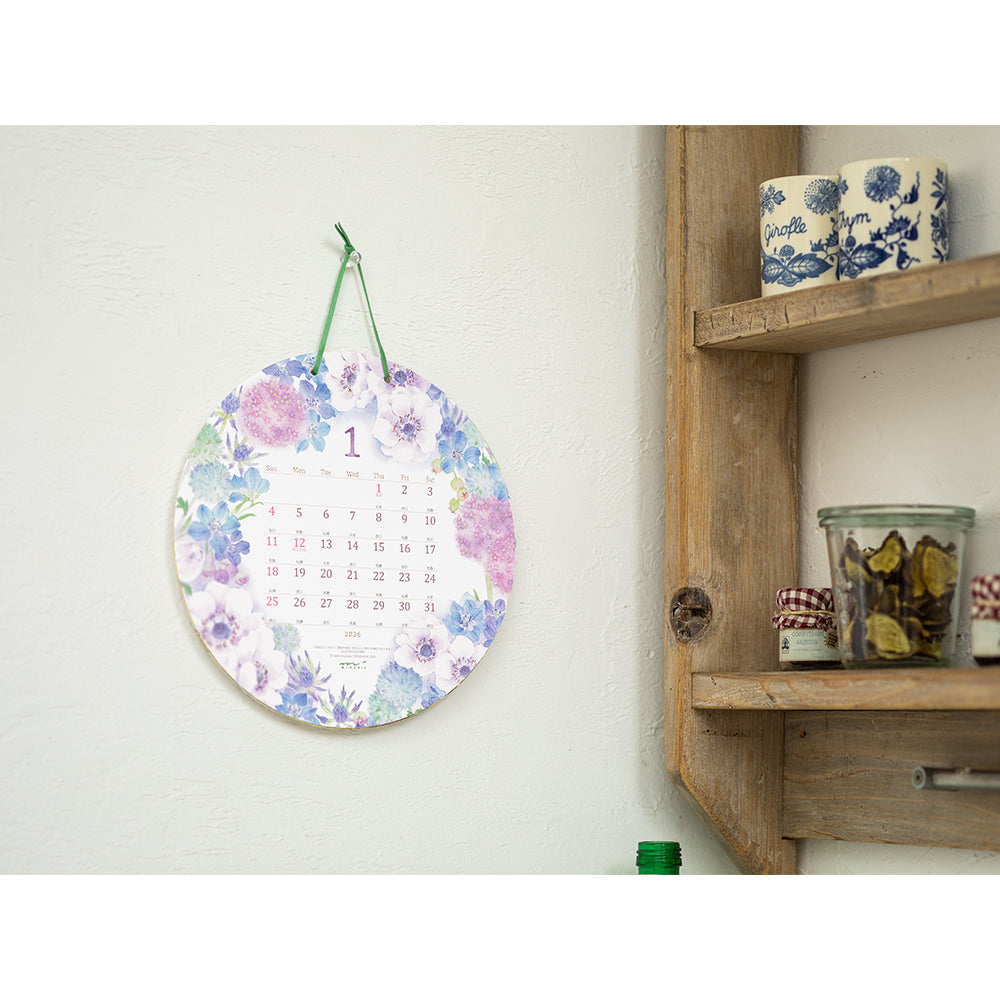 Midori Calendar Wall-Hanging Die Cut Round Country Time Wreath 2026